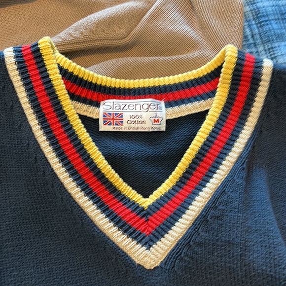 Gorgeous VTG Slazenger Blue Knit Golf Pullover - Picture 4 of 6